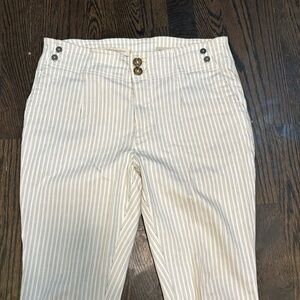 Pilcro and The Letterpress high rise skinny white striped stretchy jeans  28